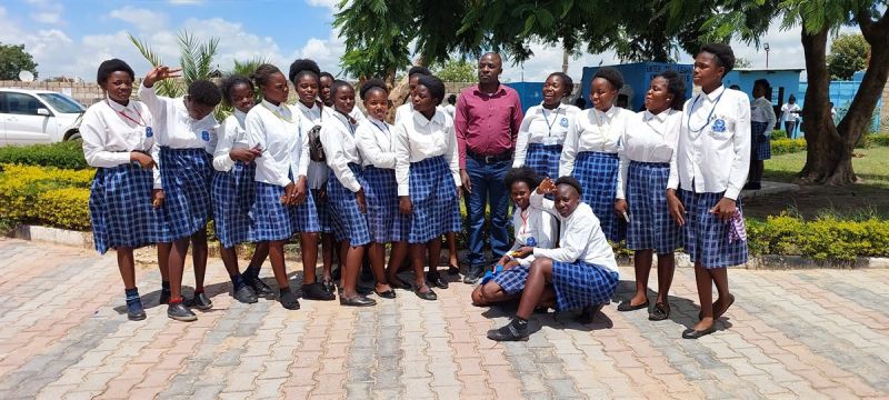 Large group of students at a school campus using VALBRITE EDU